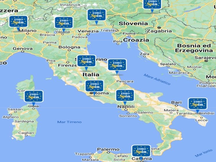 La rete delle 17 piattaforme Eurospin