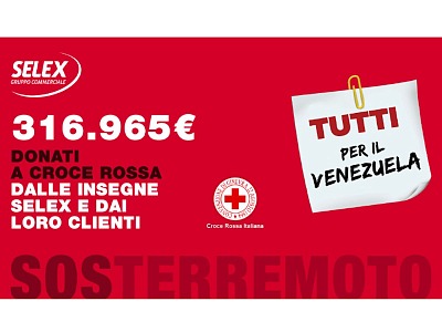 Si chiude "Tutti per il Venezuela" del Gruppo Selex con 316.965 euro donati alla Croce Rossa Si chiude "Tutti per il Venezuela" del Gruppo Selex con 316.965 euro donati alla Croce Rossa